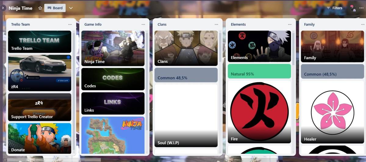 Pratonton Papan Trello untuk Ninja Time Roblox Game