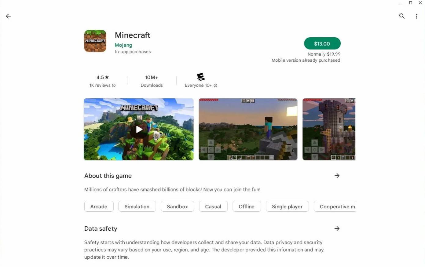 Minecraft สำหรับ Chromebook