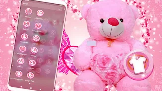 Pink Teddy Bear Theme Captura de tela 2