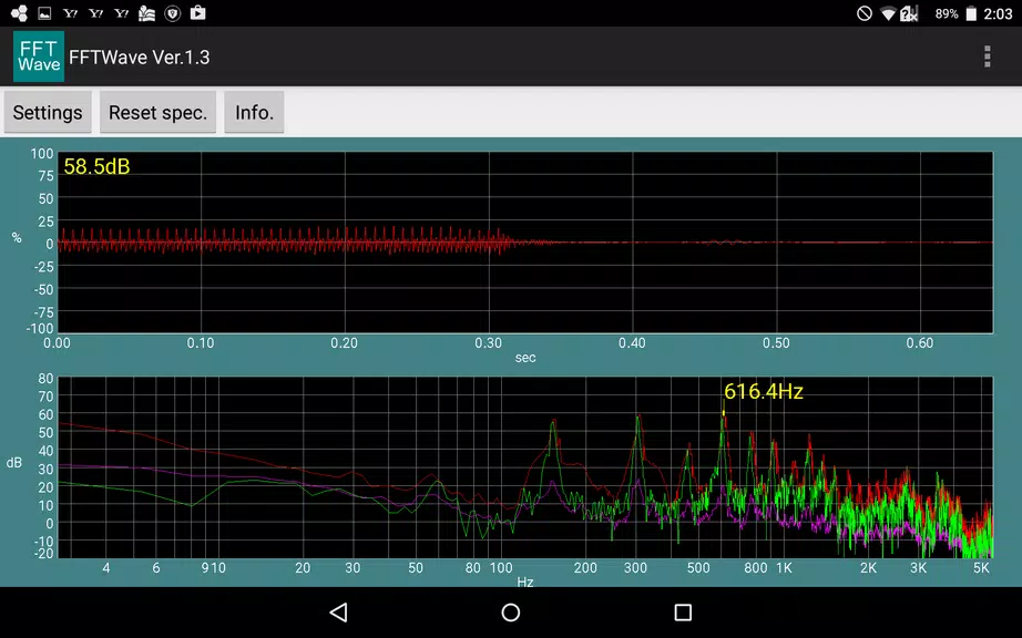 Schermata Sound monitor FFTWave 0