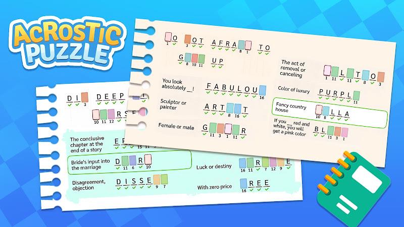 Acrostic Puzzle: Logic Fill in Schermafbeelding 2