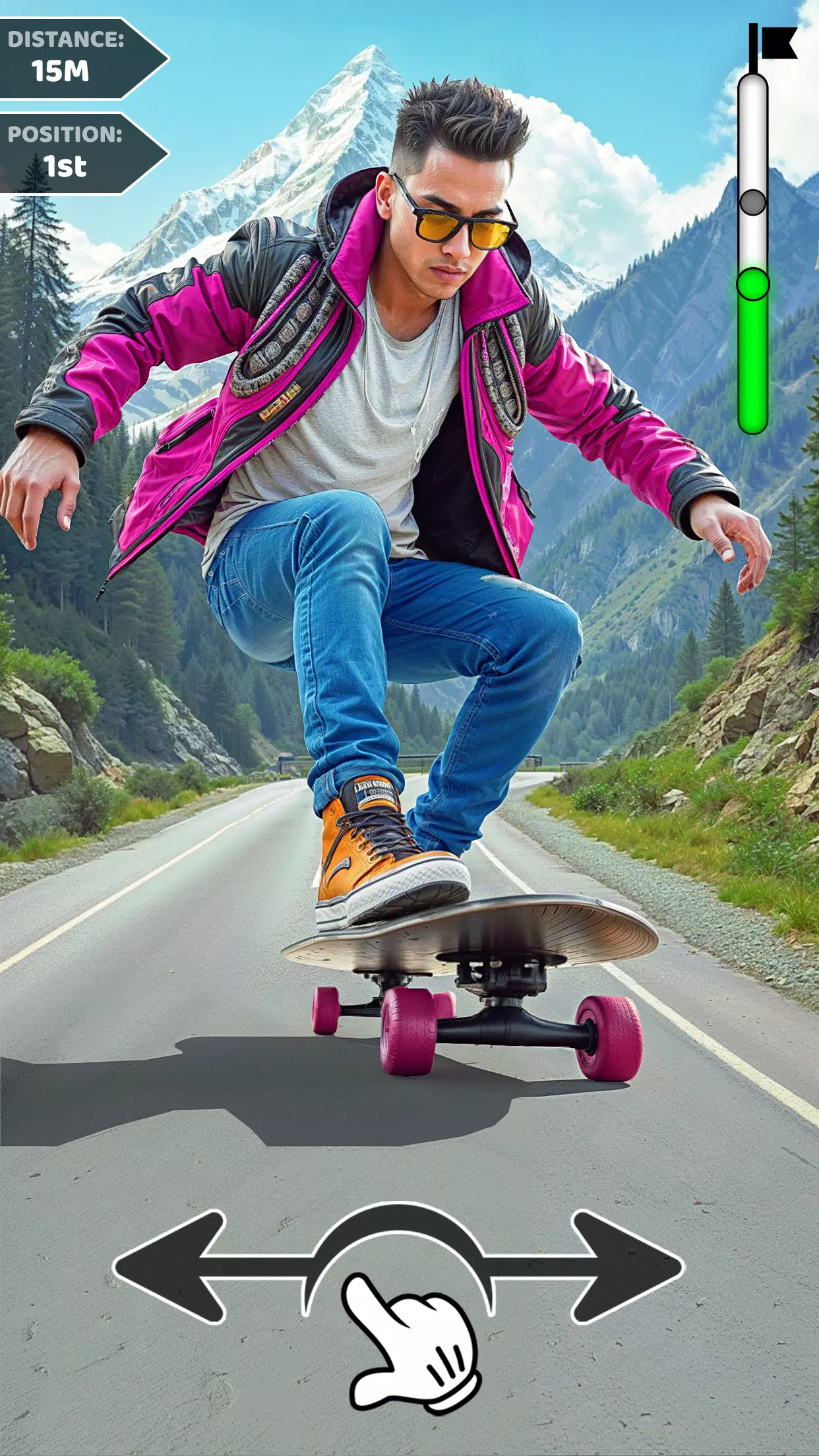 Downhill Skateboarding Game Скриншот 3