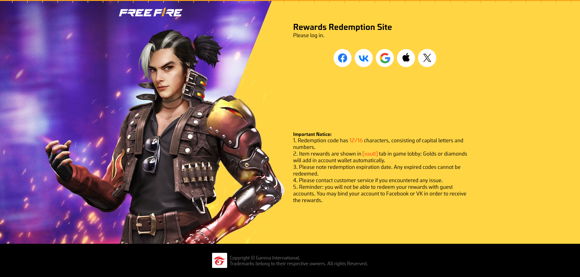 Free Fire MAX Redeem Code Process