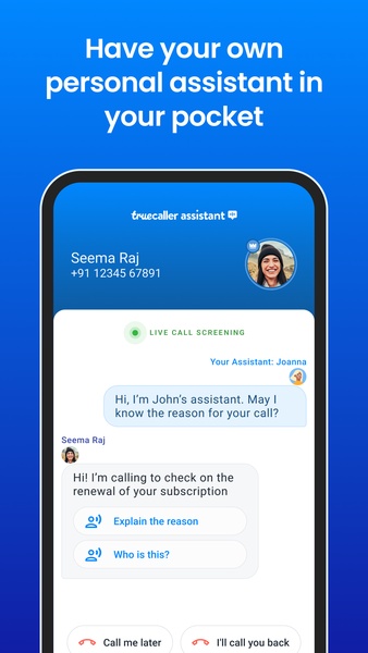 Schermata Truecaller: Caller ID & Spam Call Blocker 2