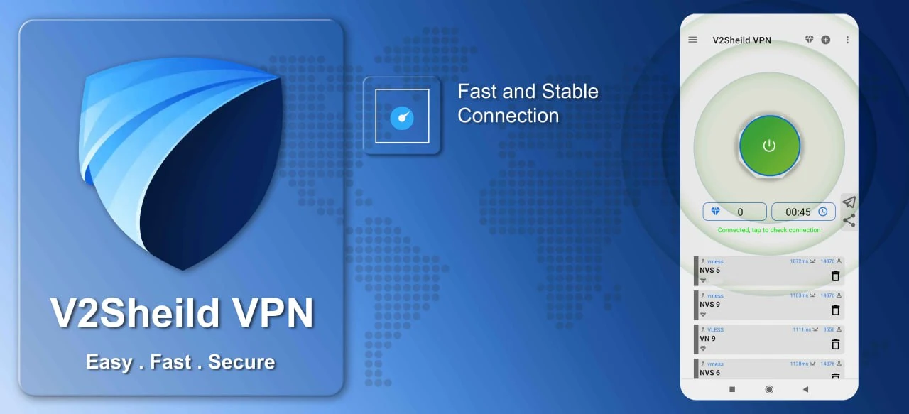 V2shield VPN: fast & private Ảnh chụp màn hình 1