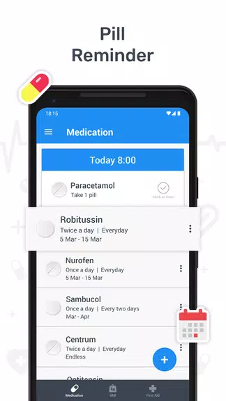 Health tracker & Pill Reminder ဖန်သားပြင်ဓာတ်ပုံ 2