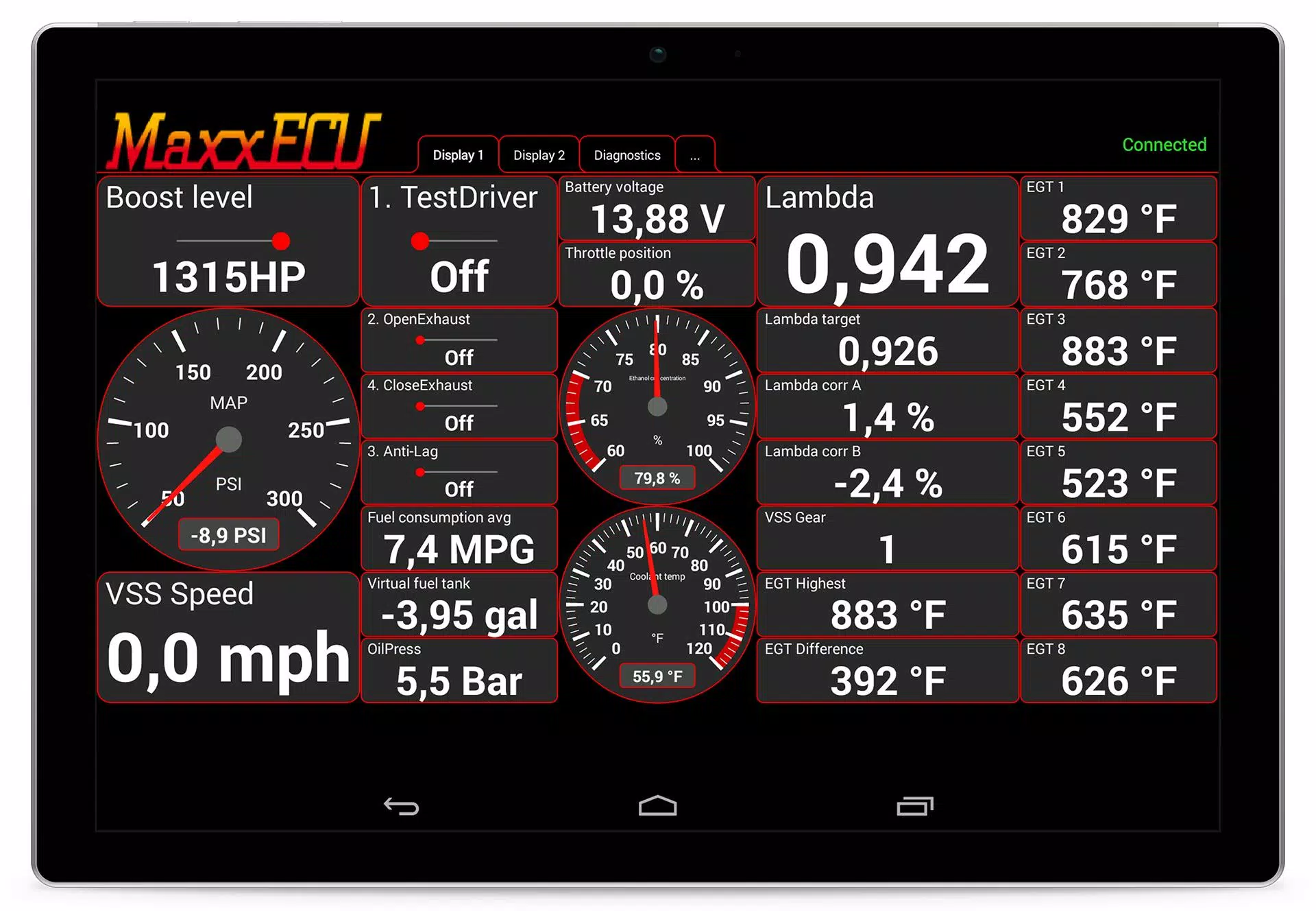 MaxxECU MDash Ekran Görüntüsü 2