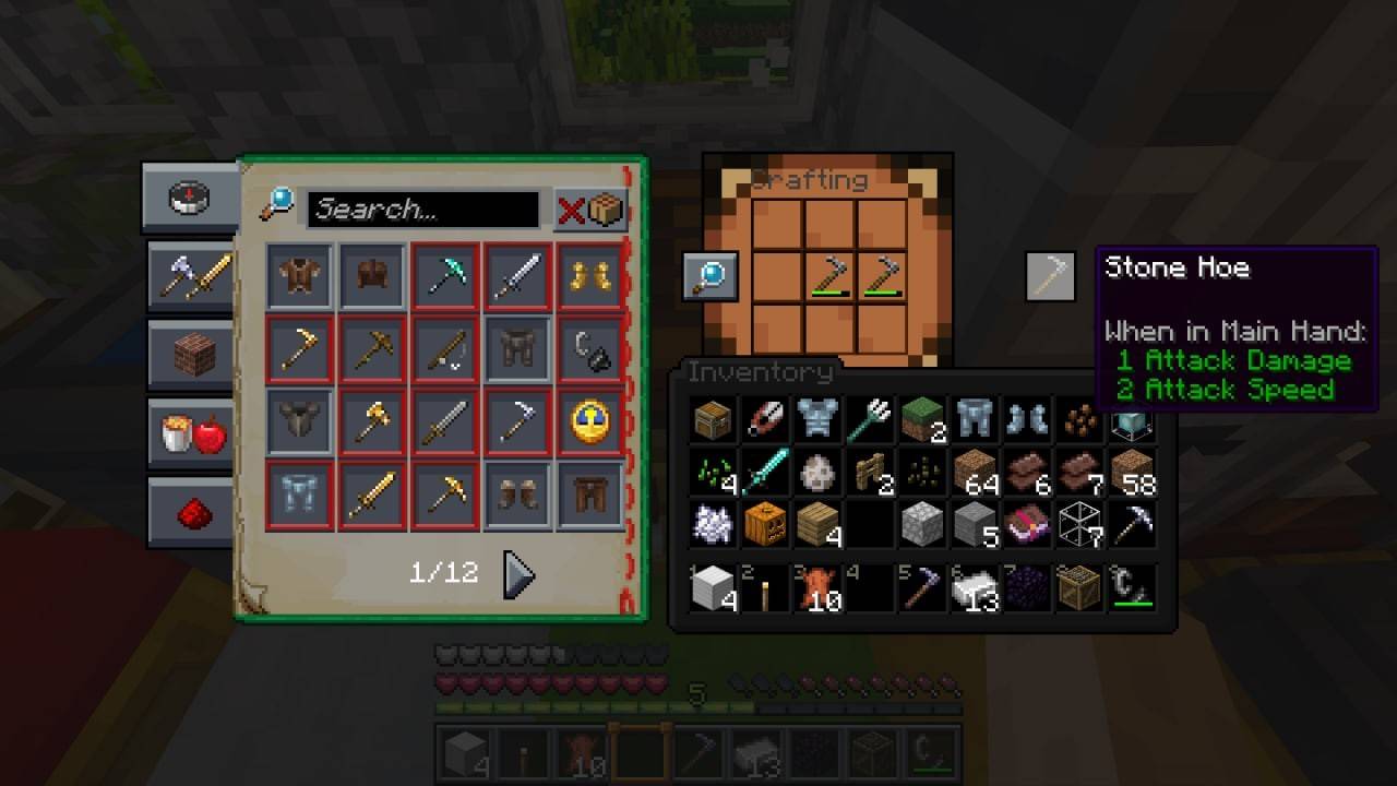 Repairing Items on Crafting Table