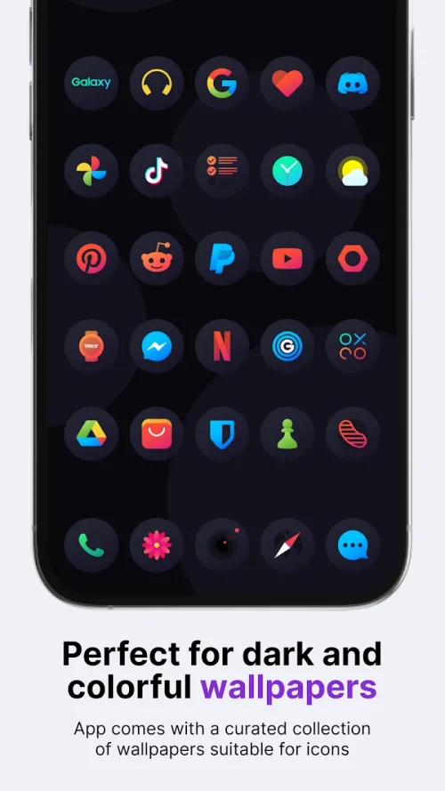 Hera Dark: Circle Icon Pack ဖန်သားပြင်ဓာတ်ပုံ 1