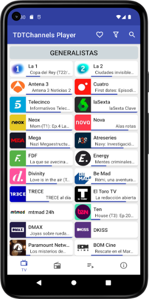 <p>TDTChannels: スペインのデジタルテレビとラジオを無料で楽しむ便利な方法 </p>
<p>TDTChannels は、無料のデジタル テレビおよびラジオ アプリで、ユーザーはいつでもどこでも Android デバイスでさまざまなスペインのチャンネルやラジオ局にアクセスでき、高解像度の品質とスムーズな視聴体験を楽しむことができます。 </p>
<p><img src=