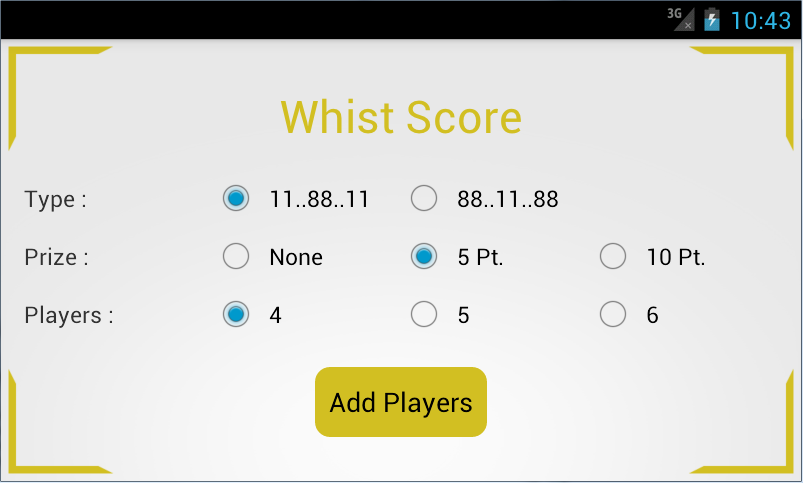 Schermata Whist Score 0
