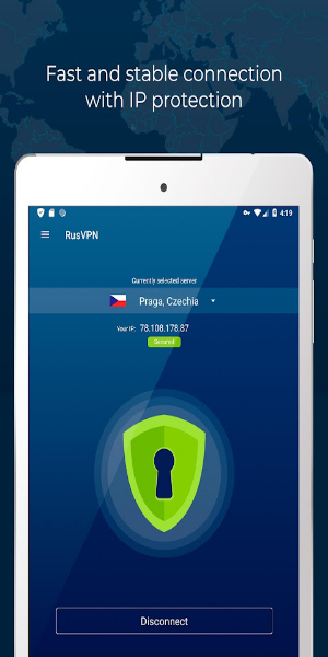Fast VPN proxy servers with no logs - RUSVPN Tangkapan skrin 1