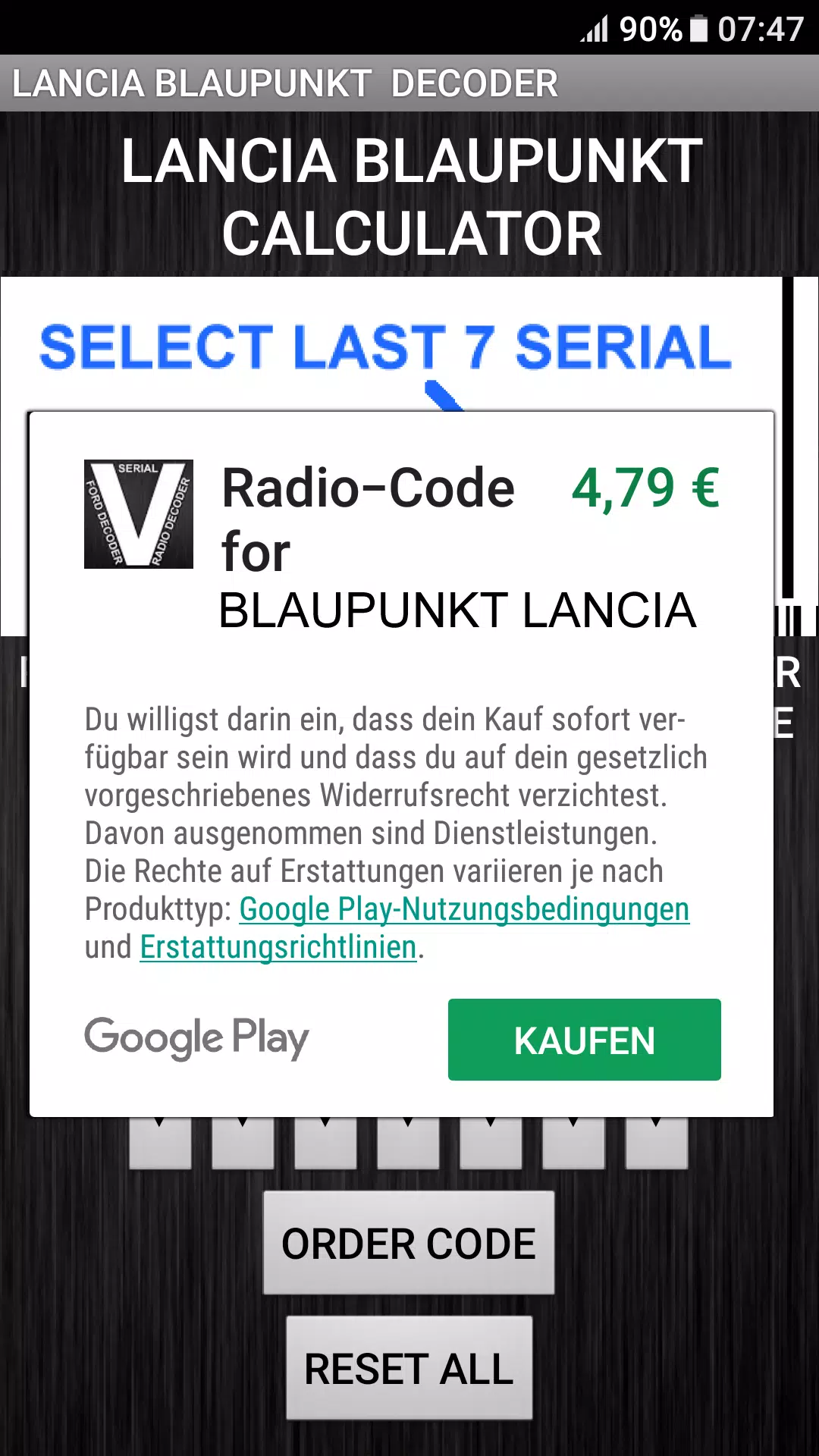 Blaupunkt Lancia Radio Code Captura de pantalla 3