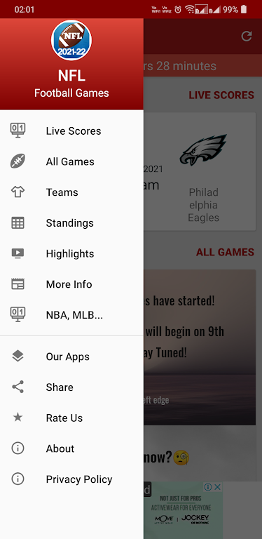 NFL 2024 Schedule Scores Captura de pantalla 1
