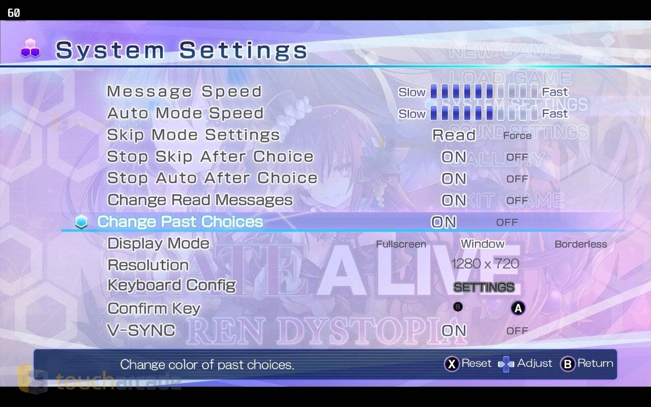 DATE A LIVE: Ren Dystopia Menu Screenshot