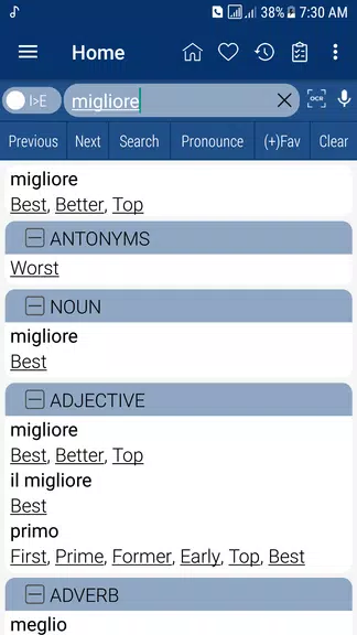 English Italian Dictionary Capture d'écran 1