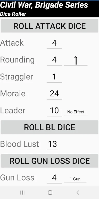 Schermata Civil War Brigade Series Dice Roller 1