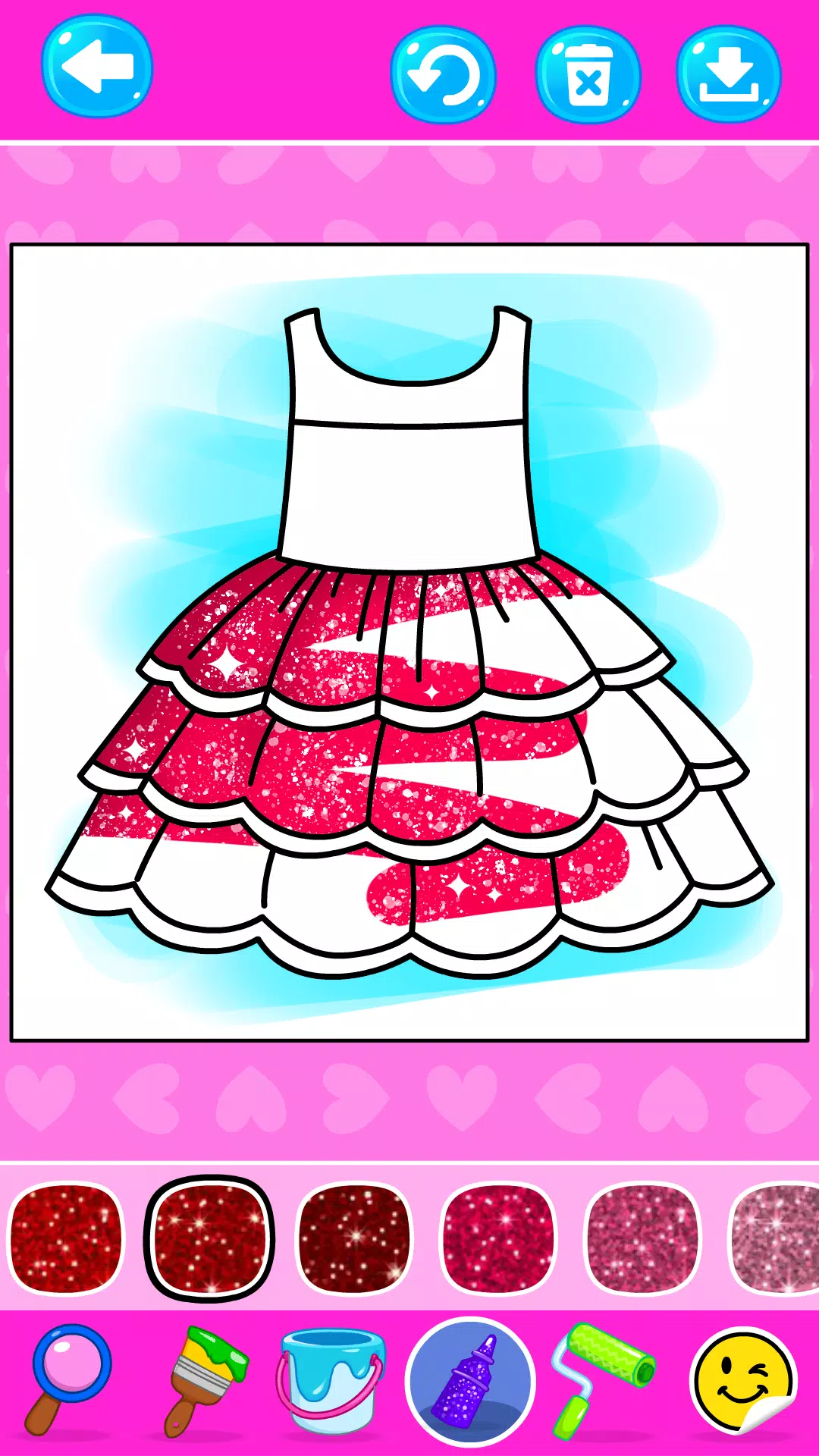 Girls Glitter Dress Coloring 스크린샷 1