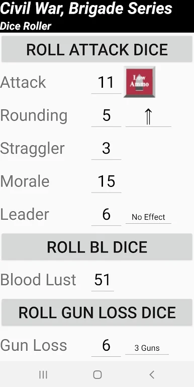 Schermata Civil War Brigade Series Dice Roller 0