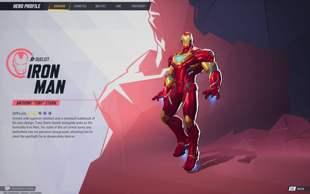 Iron Man in Marvel Rivals character Menu