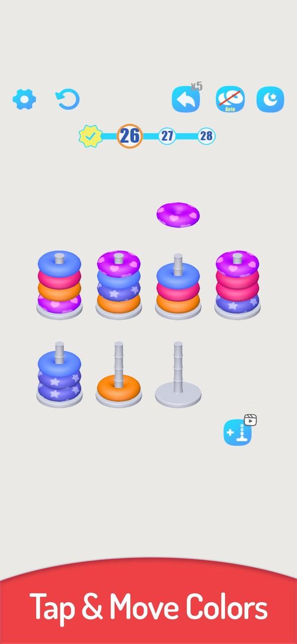 3D Color Sort Hoop Stack Скриншот 0