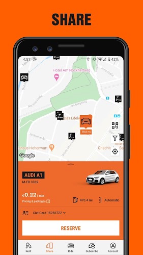 SIXT rent. share. ride. plus. Скриншот 2