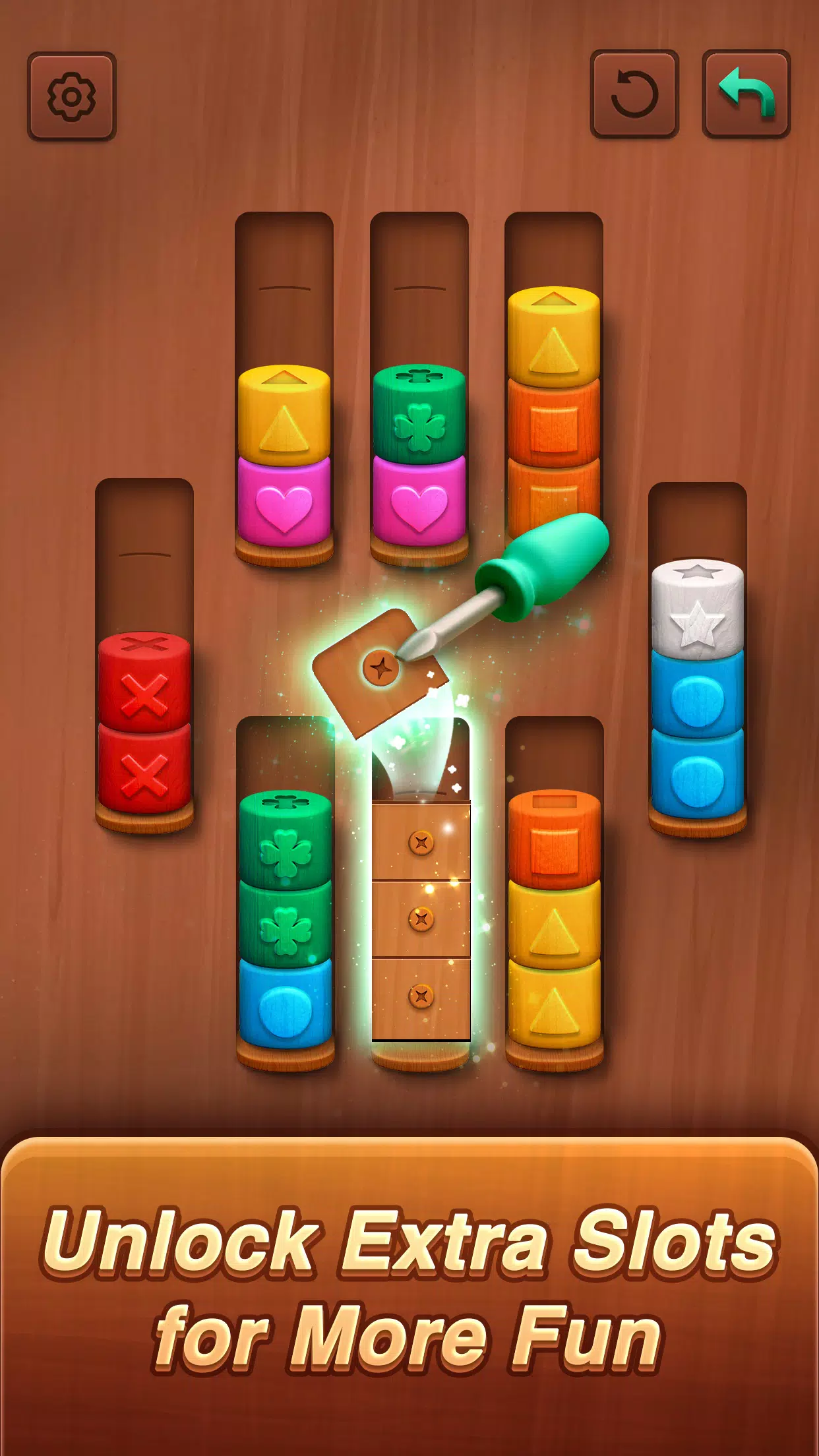 Color sort: Wood Cylinder Saga Screenshot 1