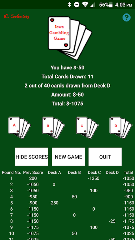 Iowa Gambling Game: Decision Making With Cards Tangkapan skrin 0