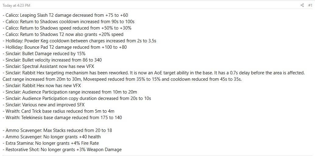 新的僵局更新卡利科nerfed sinclair返工