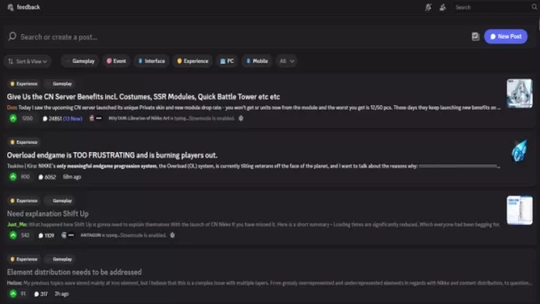 NIKKE Discord Feedback Channel Screenshot