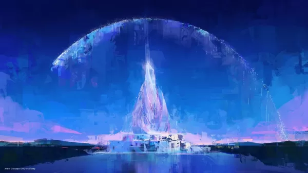 新しいディズニーパークのモダン城のコンセプトアート